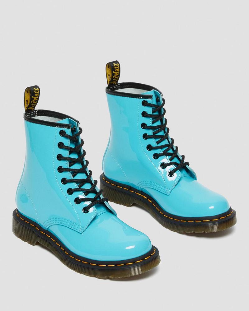 Dr Martens 1460 Lak Læder Snørestøvler Dame Turkis | DK 193WNB